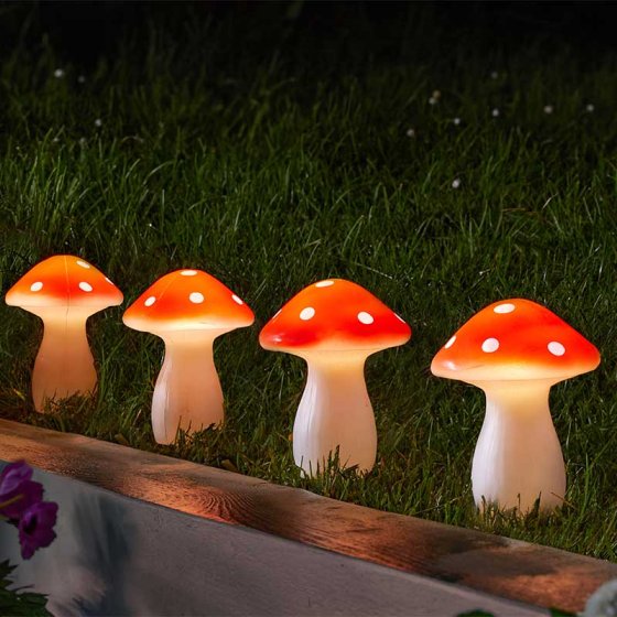 Fairy Mushroom Stake Lights - 4pk