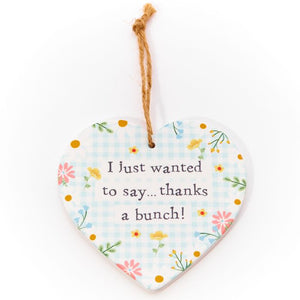 Floral Thanks Hanging Heart
