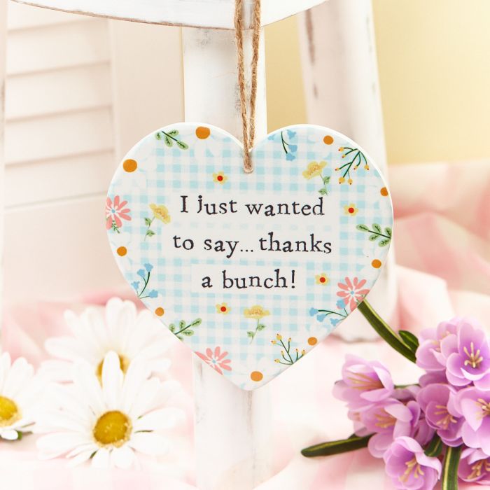Floral Thanks Hanging Heart