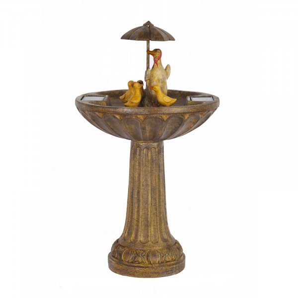 Duck Family Bird Bath Solar Water Feature