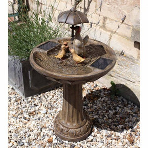 Duck Family Bird Bath Solar Water Feature