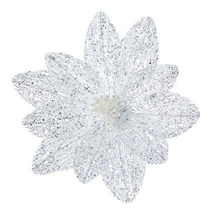 31cm White Sparkle Poinsettia Flower
