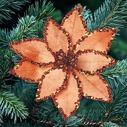 20cm Orange Beaded Poinsettia