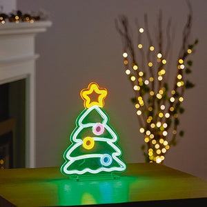25cm Christmas Tree Table Top Lit Neon Sign