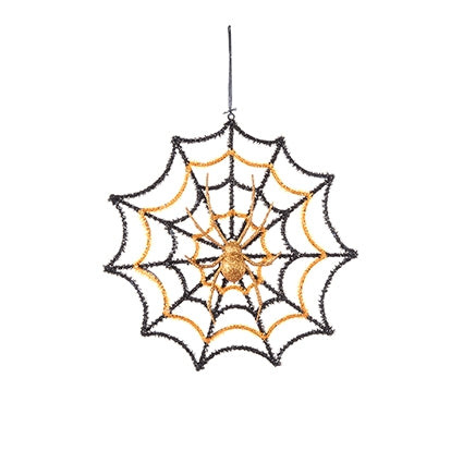 35cm Hanging Tinsel Web with Spider