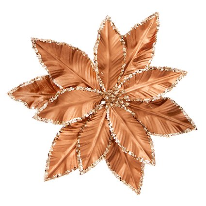 34cm Brown Metallic Poinsettia Clip On
