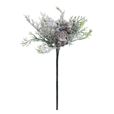 20CM FROSTED FOLIAGE CONE PICK
