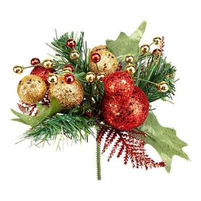 Red & Gold Glitter Ball Pick