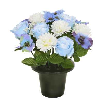 Blue Rose and Pansy Grave Pot