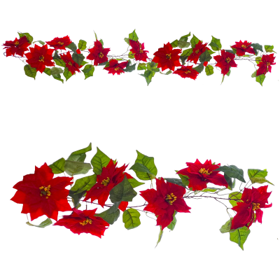 170cm Red Poinsettia Foliage Garland