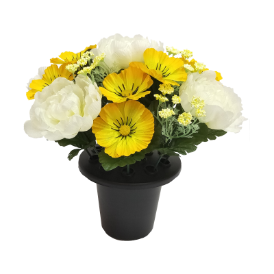 Yellow Peony Anemone Grave Pot