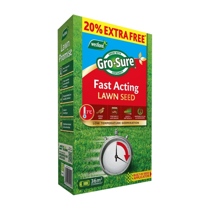 Gro-Sure Fast Acting Lawn Seed 30m2 + 20% Extra Free Box