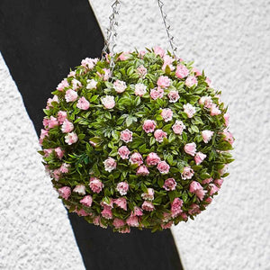 Artificial Pink Rose Topiary Ball