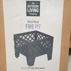 Black Metal Square Fire Pit