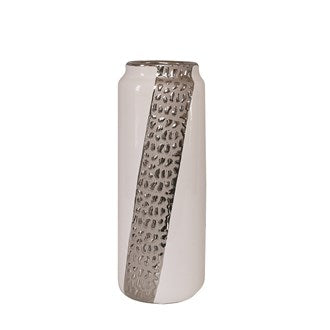 Glazed White and Silver Ceramic vase