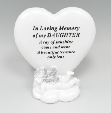 Memorial Heart Plaque:  In loving Memory - Daughter.