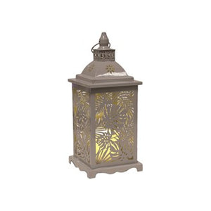 Grey Leaf Battery Candle Lantern