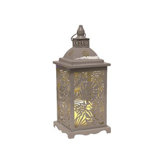 Grey Leaf Battery Candle Lantern