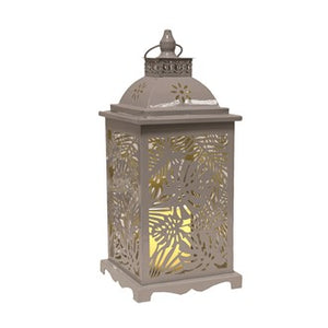Grey Leaf Battery Candle Lantern