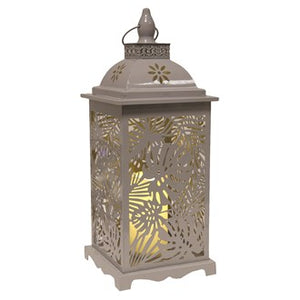 Grey Leaf Battery Candle Lantern