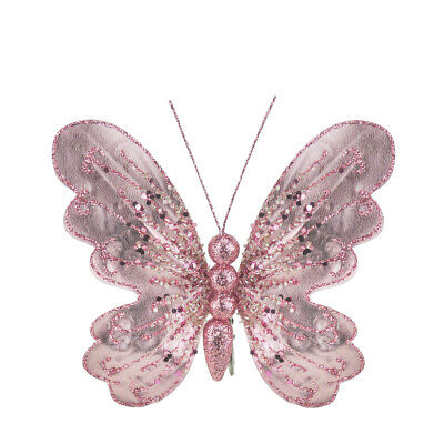 Metallic Pink Butterfly Clip Decoration